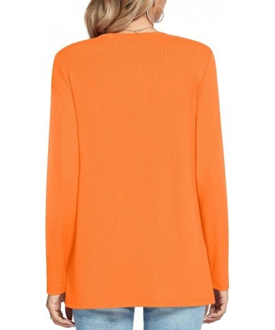 Womens Long Sleeve Casual T Shirts Loose Crewneck Blouse Warm Comfy Tunic Tops Button Orange $10.00 Tops