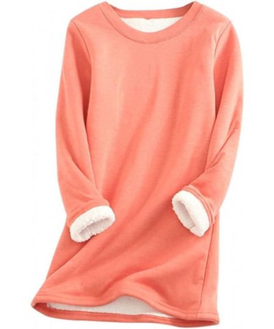 Sweatshirt Sherpa Lined Fleece Sweatshirts for Women Winter Warm Fuzzy Pullover Soft Thermal Underwear Loungewear 01-pink $9....