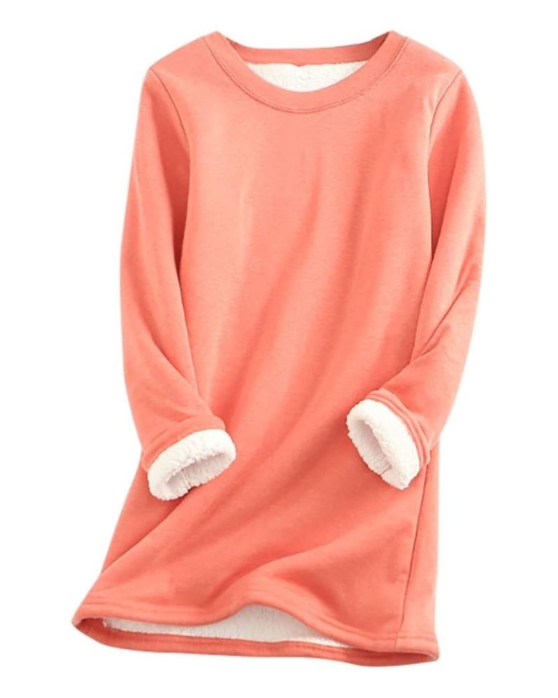 Sweatshirt Sherpa Lined Fleece Sweatshirts for Women Winter Warm Fuzzy Pullover Soft Thermal Underwear Loungewear 01-pink $9....