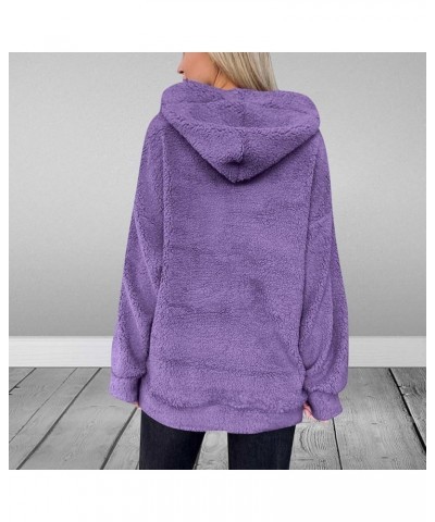 Women Oversized Sherpa Fleece Hoodies Long Sleeve Casual Hooded Pullover Drawstraing Warm Sweatshirts with Pocket 07 Purple $...