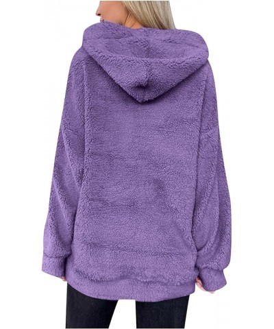 Women Oversized Sherpa Fleece Hoodies Long Sleeve Casual Hooded Pullover Drawstraing Warm Sweatshirts with Pocket 07 Purple $...