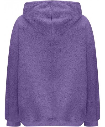 Women Oversized Sherpa Fleece Hoodies Long Sleeve Casual Hooded Pullover Drawstraing Warm Sweatshirts with Pocket 07 Purple $...