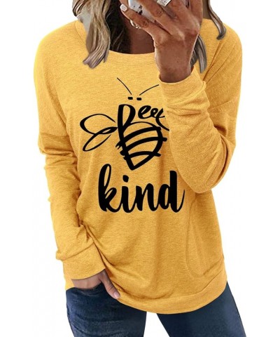 Womens Crewneck Sweatshirt Casual Loose Fitting Tops Long Sleeve T Shirt A-yellow Bee $14.94 Hoodies & Sweatshirts