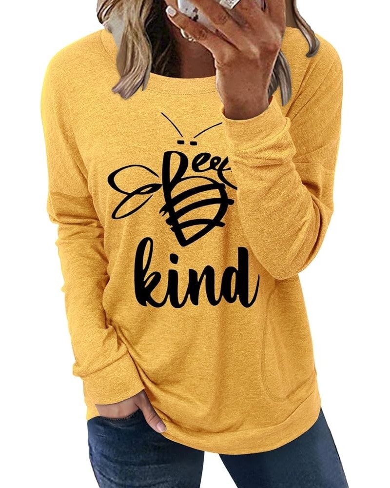 Womens Crewneck Sweatshirt Casual Loose Fitting Tops Long Sleeve T Shirt A-yellow Bee $14.94 Hoodies & Sweatshirts