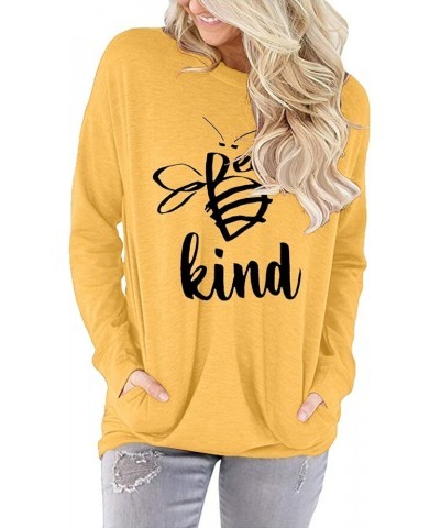 Womens Crewneck Sweatshirt Casual Loose Fitting Tops Long Sleeve T Shirt A-yellow Bee $14.94 Hoodies & Sweatshirts