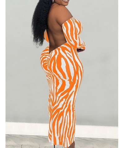 Women's Summer Sexy Off The Shoulder Pullover Long Dress Backless Bodycon Ruched Cocktail Party Maxi Dresses Z-orange $15.84 ...