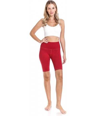 Women's High Waisted Athletic Yoga Shorts, Workout Shorts for Women 10 inch Red $7.01 Activewear