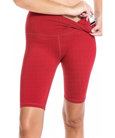 Women's High Waisted Athletic Yoga Shorts, Workout Shorts for Women 10 inch Red $7.01 Activewear