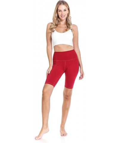 Women's High Waisted Athletic Yoga Shorts, Workout Shorts for Women 10 inch Red $7.01 Activewear