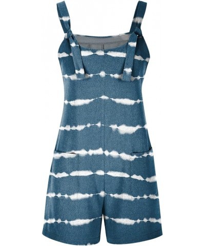 Women's Summer Shorts Linen Overalls Rompers Sleeveless Jumpsuits with Adjustable Strap Knot Patched with Pocket 22-navy $7.7...