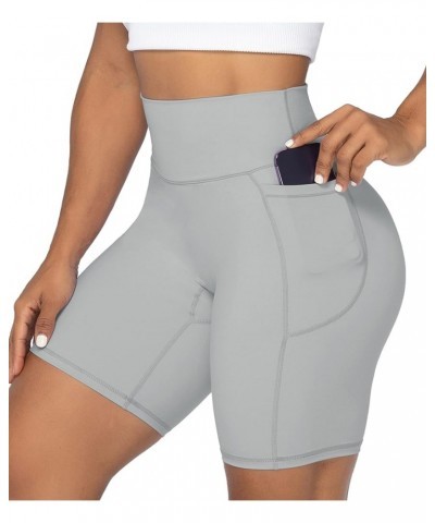 No Front Seam Biker Shorts for Women with Pockets, Yoga Workout Gym Bike Shorts with Tummy Control 8" Inseam Gray $11.25 Acti...