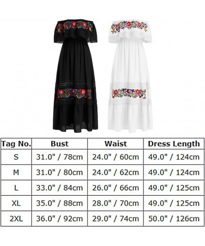 Mexican Dress for Women Off Shoulder Floral Print Maxi Dress Summer Sleeveless Casual Party Beach Vacation Dresses White02 $2...