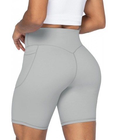 No Front Seam Biker Shorts for Women with Pockets, Yoga Workout Gym Bike Shorts with Tummy Control 8" Inseam Gray $11.25 Acti...