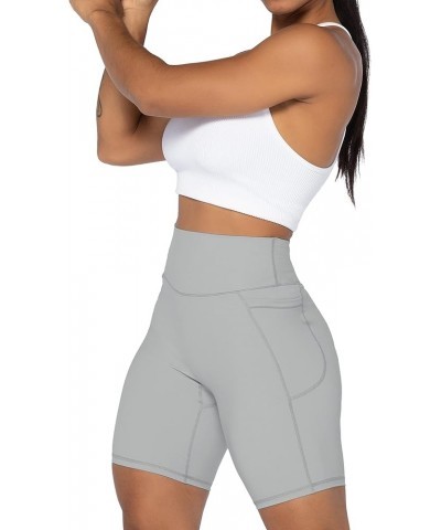 No Front Seam Biker Shorts for Women with Pockets, Yoga Workout Gym Bike Shorts with Tummy Control 8" Inseam Gray $11.25 Acti...