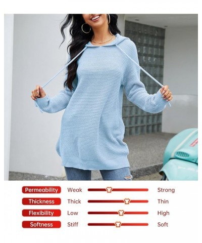 Women's Lightweight Waffle Knitted Hoodie Sweaters Baggy Loose Pullover Tunic Sweatshirts Blue $10.99 Hoodies & Sweatshirts