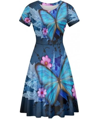 Empire Waist Dresses for Women Formal Evening Party Wedding Guest Dresses Blue Butterfly $11.96 Dresses