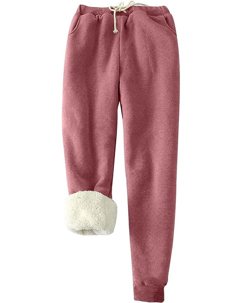 Christmas Women's Fleece Sweatpants Sherpa Lined Winter Warm Athletic Jogger Xmas Snowflake Printed Thermal Pants Red-009 $10...