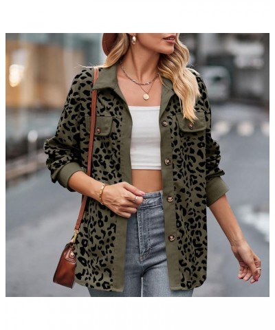 Women's Corduroy Shacket Jacket Lapel Button Down Shirts Long Sleeve Fall Fashion Tops 2023 Cardigan Coats 010 Army Green $11...