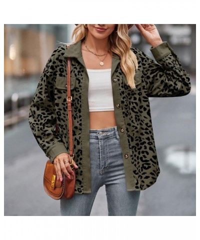 Women's Corduroy Shacket Jacket Lapel Button Down Shirts Long Sleeve Fall Fashion Tops 2023 Cardigan Coats 010 Army Green $11...