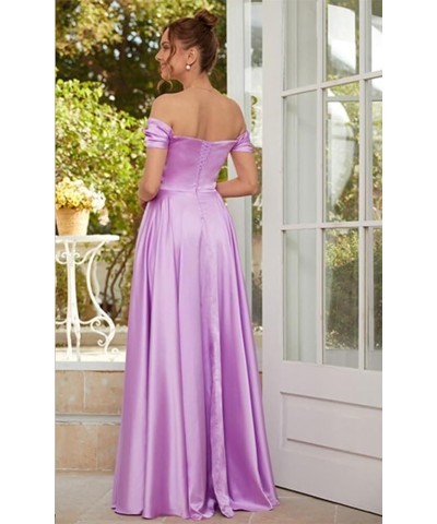 Off Shoulder V Neck Long Bridesmaid Dress for Women High Slit Pleats Formal Evening Dress YK815 Peach $31.89 Dresses