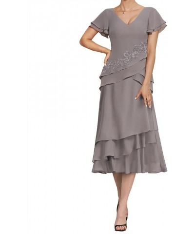 Mother of The Bride Dresses Chiffon Formal Evening Gowns Lace Appliques Wedding Guest Dresses for Women Ruffles Olive $31.74 ...