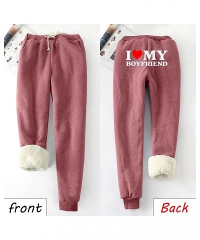 Christmas Women's Fleece Sweatpants Sherpa Lined Winter Warm Athletic Jogger Xmas Snowflake Printed Thermal Pants Red-009 $10...