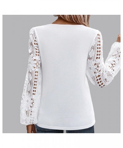 Lace Tops for Women Lightweight Solid Color Long Sleeve Loose Fit Going Out Top Tunics Tops to Wear with Leggings 01-white $8...