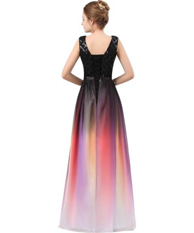 V Neck Long Sequined Chiffon A Line Corset Prom Evening Dresses Black White $42.84 Dresses