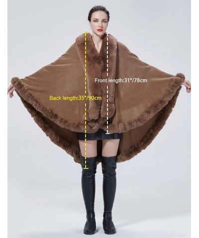 Faux Fur Shawl Wrap Women Poncho Cape Faux Fur Trim Coat Sleeveless Cardigan Dressy Cloak for Party Khaki $32.63 Coats