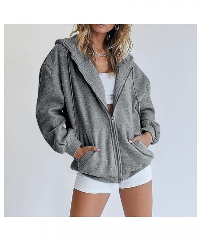 Zip Up Hoodies For Women,2023 Fall Outfits Casual Long Sleeve Hoodies Outerwear,Trendy Oversized Sweatshirt Coats C-gray $8.6...