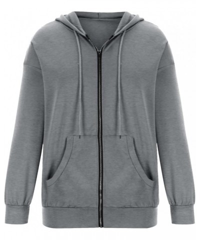 Zip Up Hoodies For Women,2023 Fall Outfits Casual Long Sleeve Hoodies Outerwear,Trendy Oversized Sweatshirt Coats C-gray $8.6...