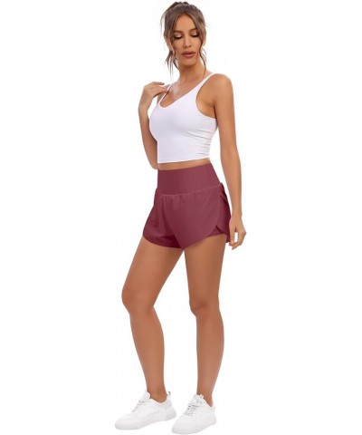 Women's 2 in 1 Running Shorts with Pockets High Waisted Athletic Workout Gym Shorts with Liner Honey Pink $14.74 Activewear