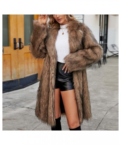 Women Luxury Faux Fur Winter Coats,Long Faux Fur Coat Lapel Open Front Fuzzy Faux Fur Jacket Outerwear Coffee 33 $25.37 Coats