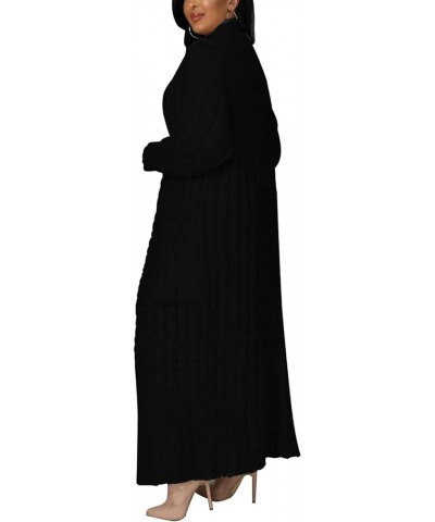 Women's Cable Knit Maxi Cardigan Long Cardigan Sweater Open Front Chunky Knitwear Coat with Pockets 00black $22.08 Sweaters