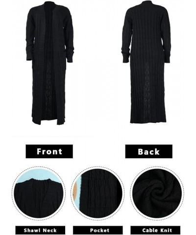 Women's Cable Knit Maxi Cardigan Long Cardigan Sweater Open Front Chunky Knitwear Coat with Pockets 00black $22.08 Sweaters