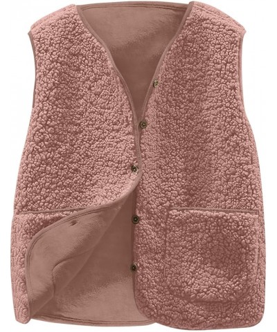 Women's Fleece Vest Casual Fuzzy Sleeveless Cozy Coats Lightweight Vest Winter Warm Sherpa Jacket With Pockets 02♛wine $8.39 ...