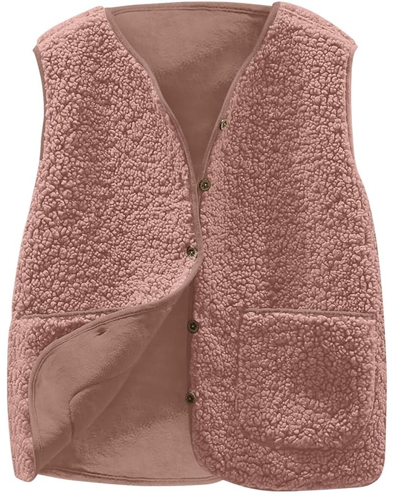 Women's Fleece Vest Casual Fuzzy Sleeveless Cozy Coats Lightweight Vest Winter Warm Sherpa Jacket With Pockets 02♛wine $8.39 ...