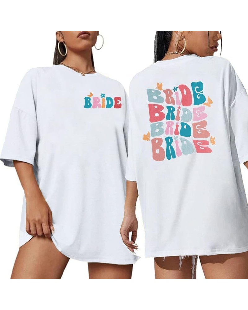 Bride Shirt Bride and Babe Oversized Shirts Retro Bachelorette T Shirt Wedding Vacation Short Sleeve Bachelorette Party Tops ...