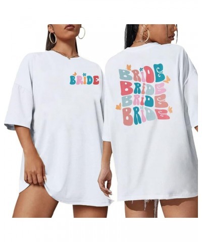 Bride Shirt Bride and Babe Oversized Shirts Retro Bachelorette T Shirt Wedding Vacation Short Sleeve Bachelorette Party Tops ...