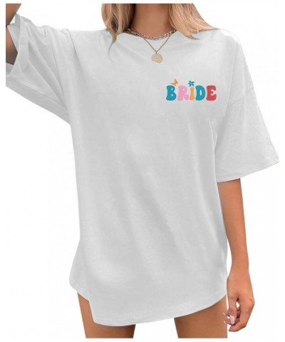 Bride Shirt Bride and Babe Oversized Shirts Retro Bachelorette T Shirt Wedding Vacation Short Sleeve Bachelorette Party Tops ...