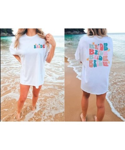 Bride Shirt Bride and Babe Oversized Shirts Retro Bachelorette T Shirt Wedding Vacation Short Sleeve Bachelorette Party Tops ...