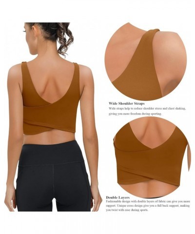 Sports Bra for Women Longline: V Neck Wirefree Medium Impact with Built in Bra for Workout Yoga Spiced Bronze $23.50 Lingerie