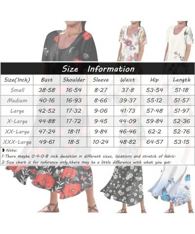 Womens Plus Size Maxi Dress Short Sleeve Cotton Linen Floral Dress with Pockets A-pink $13.74 Dresses