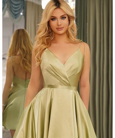 Women's V Neck Short Homecoming Dresses for Teens Satin Adjustable Straps Prom Cocktail Gown with Pockets TN072 Yellow $27.95...