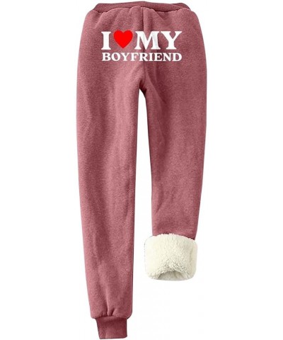 Christmas Women's Fleece Sweatpants Sherpa Lined Winter Warm Athletic Jogger Xmas Snowflake Printed Thermal Pants Red-009 $10...