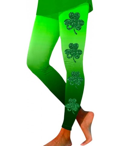 St Patricks Day Leggings for Women, Women's St Patricks Day Sparkly Shamrock Leggings High Waist Yoga Pants Tights Green $10....