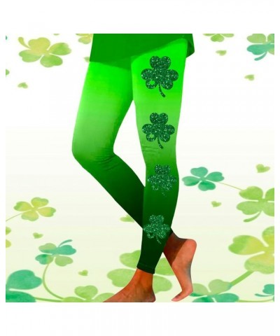 St Patricks Day Leggings for Women, Women's St Patricks Day Sparkly Shamrock Leggings High Waist Yoga Pants Tights Green $10....