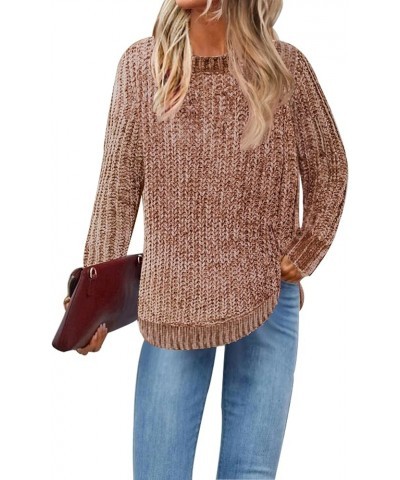 Chenille Sweaters for Women Crew Neck Pullover Jumper Long Sleeve Jumper Tops S-XXL Light Tan-new $18.23 Sweaters