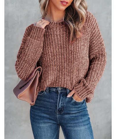 Chenille Sweaters for Women Crew Neck Pullover Jumper Long Sleeve Jumper Tops S-XXL Light Tan-new $18.23 Sweaters