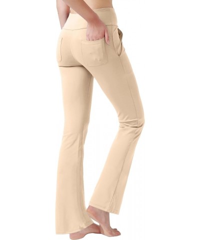 Women's High Waisted Boot Cut Yoga Pants 4 Pockets Workout Pants Tummy Control Women Bootleg Work Pants Dress Pants Khaki 1 $...